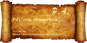 Pécsy Armandina névjegykártya